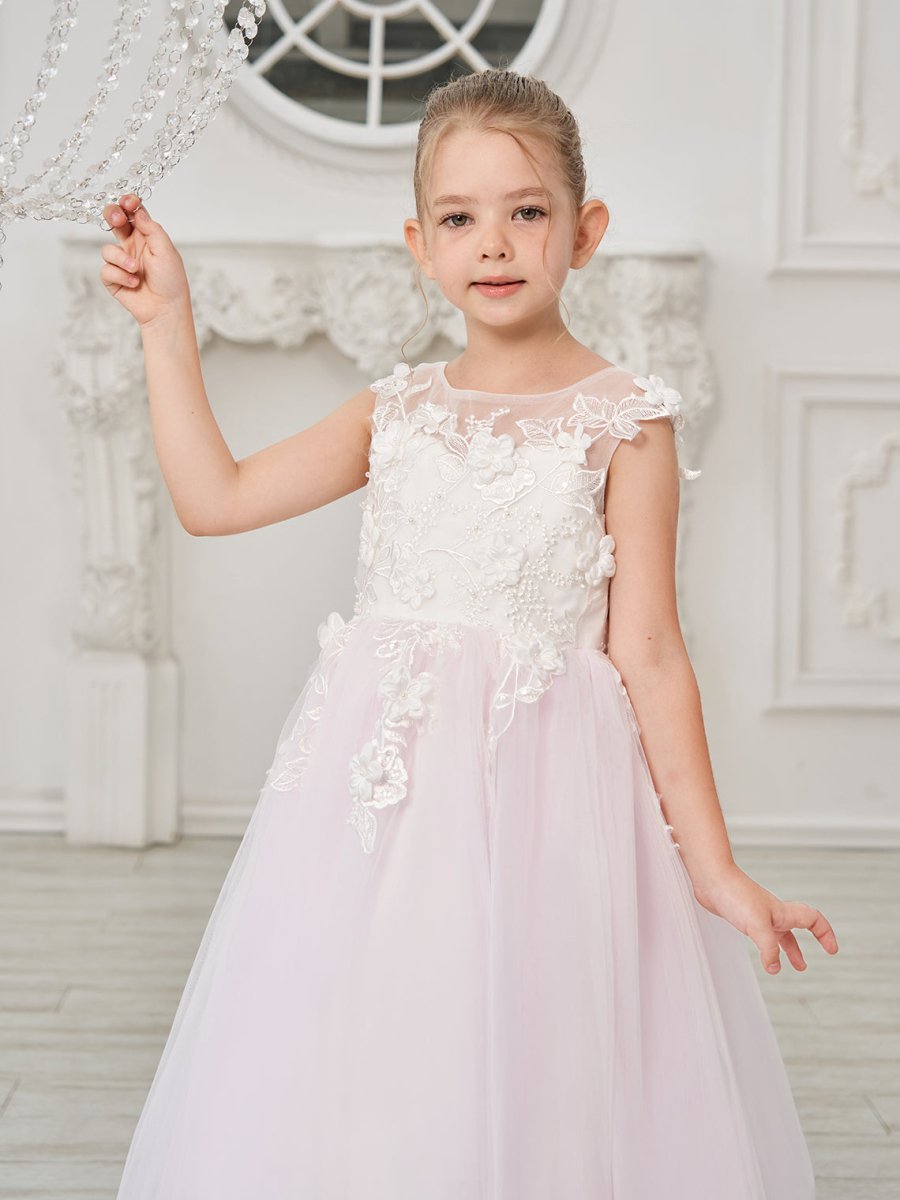 NumberSea - A - line Lace Tulle Floor - length Flower Girl Dress