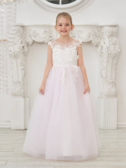 NumberSea - A - line Lace Tulle Floor - length Flower Girl Dress