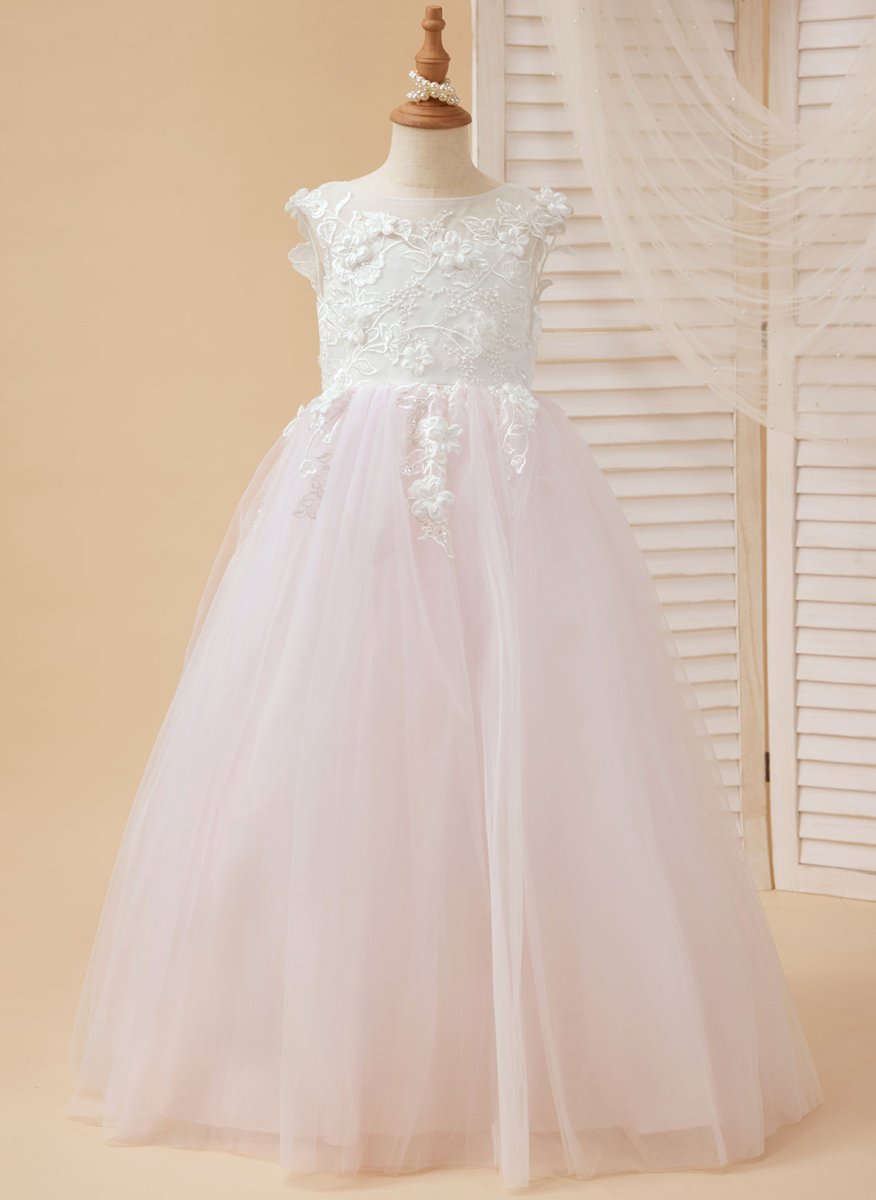 NumberSea - A - line Lace Tulle Floor - length Flower Girl Dress