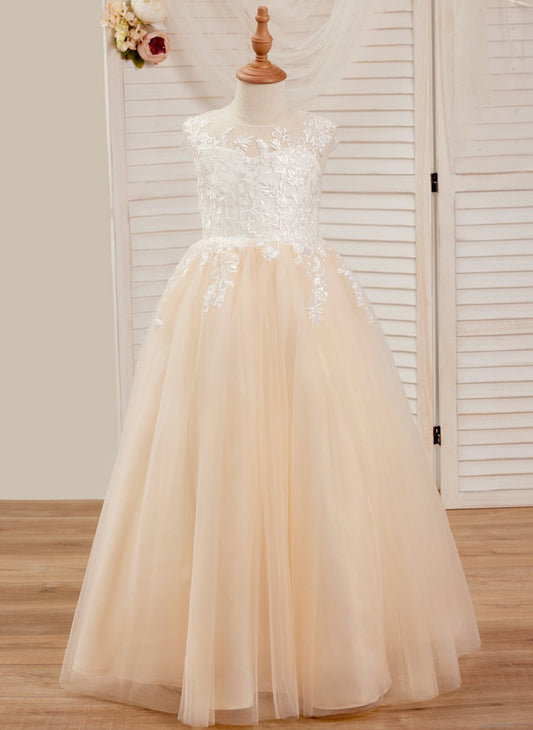 NumberSea - A - line Lace Tulle Floor - length Pink Dress (010226589)