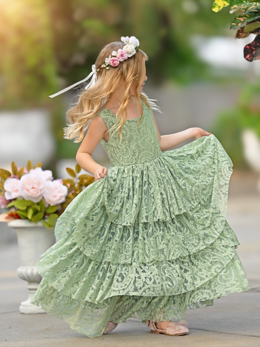 NumberSea - A - line Lace Tulle Floor - length Toddler Flower Girl Dress