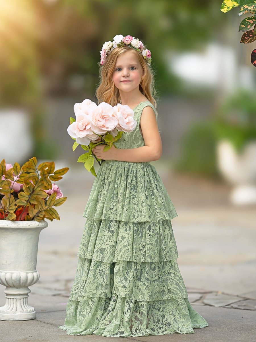 NumberSea - A - line Lace Tulle Floor - length Toddler Flower Girl Dress