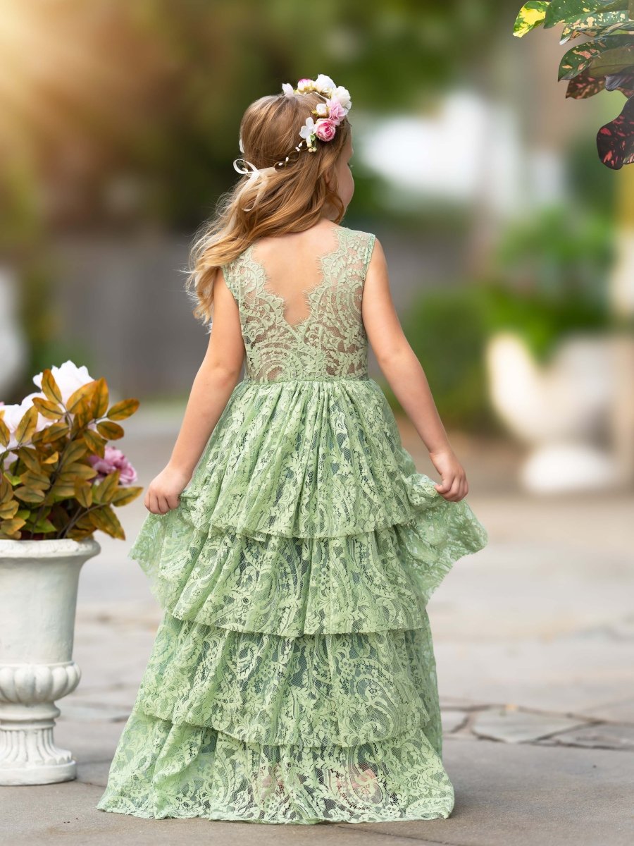 NumberSea - A - line Lace Tulle Floor - length Toddler Flower Girl Dress