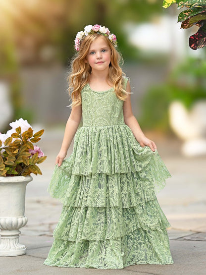 NumberSea - A - line Lace Tulle Floor - length Toddler Flower Girl Dress