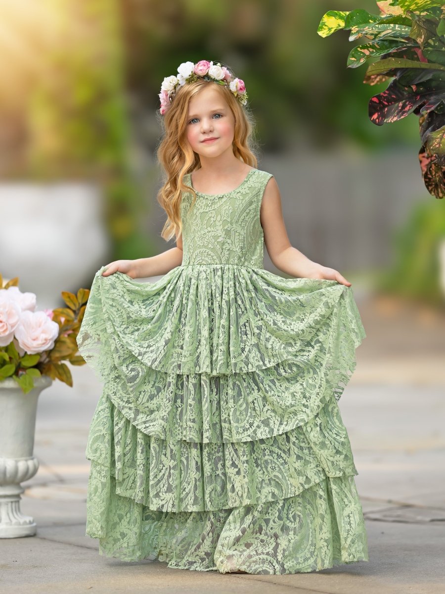 NumberSea - A - line Lace Tulle Floor - length Toddler Flower Girl Dress