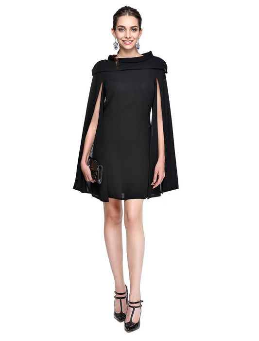 NumberSea - A - Line Little Black Dress Dress Holiday Short / Mini Sleeveless Jewel Neck Chiffon with Pleats