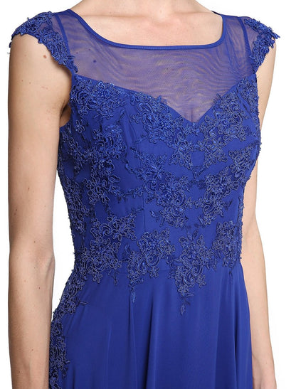 NumberSea - A - Line Mother of the Bride Dress Elegant Jewel Neck Ankle Length Chiffon Lace Sleeveless with Appliques