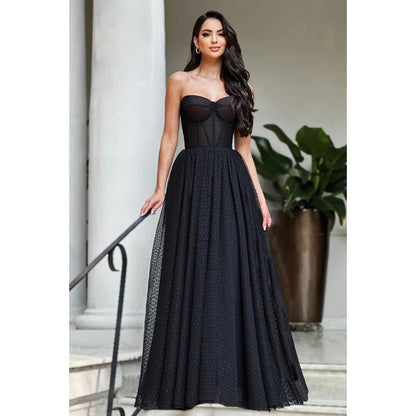 NumberSea - A - Line Off - Shoulder Sleeveless Ruched Party Prom Dress