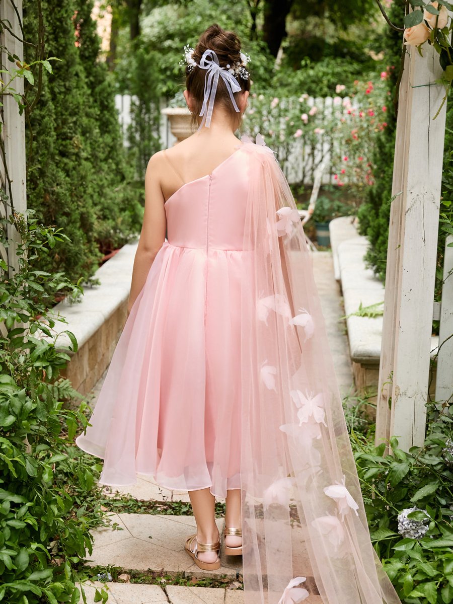 NumberSea - A - line Organza Tea - length Pink Dress (010220821)