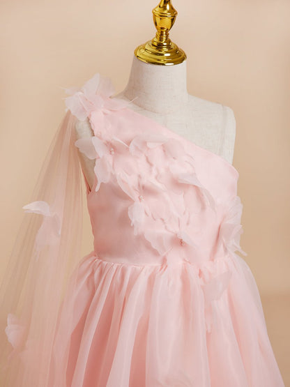 NumberSea - A - line Organza Tea - length Pink Dress (010220821)