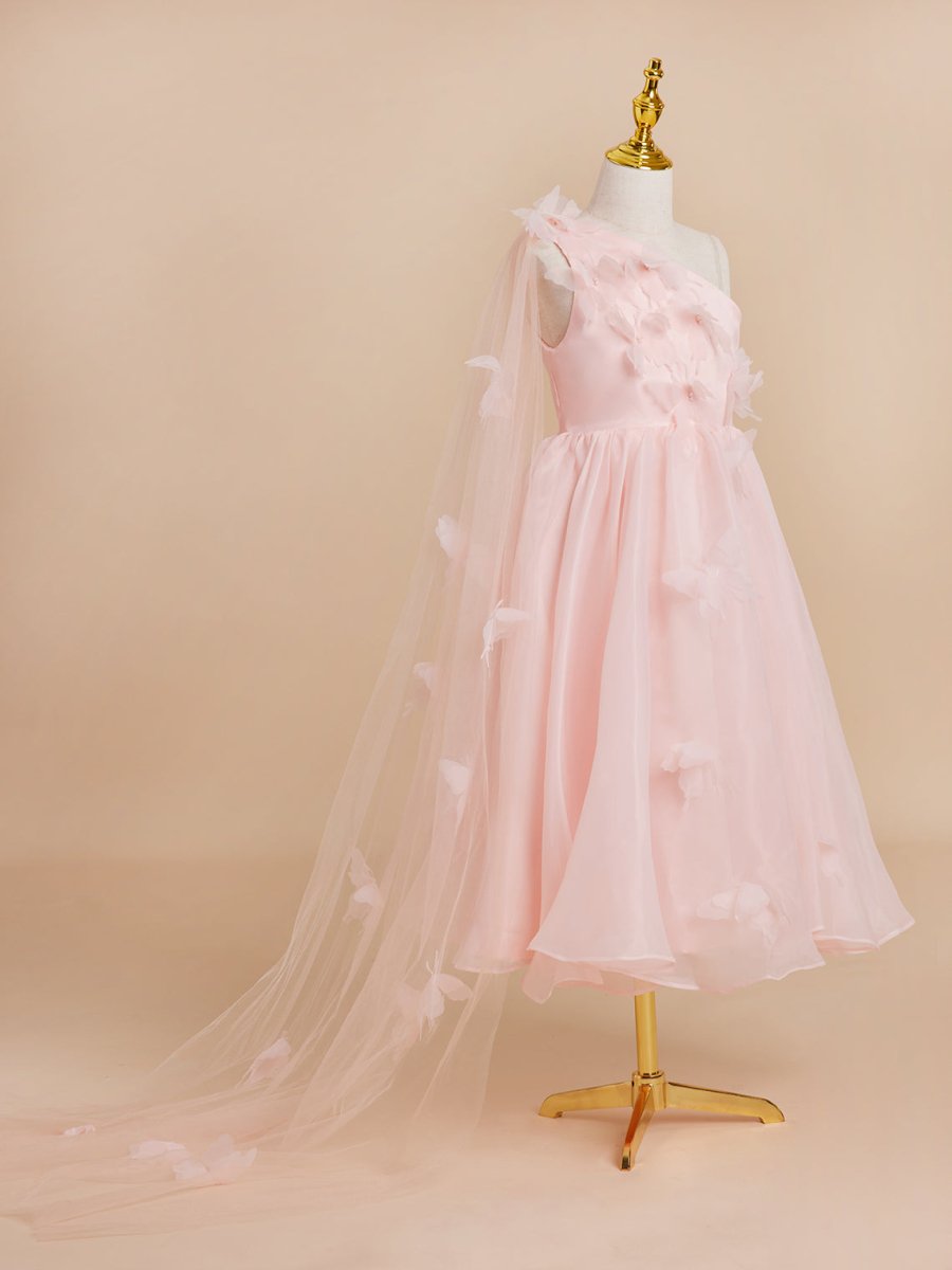 NumberSea - A - line Organza Tea - length Pink Dress (010220821)