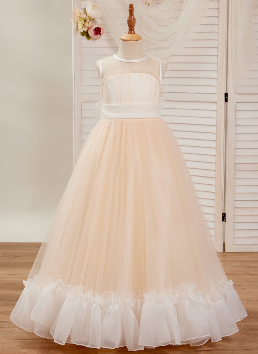 NumberSea - A - line Organza Tulle Floor - length Pink Dress (010226975)