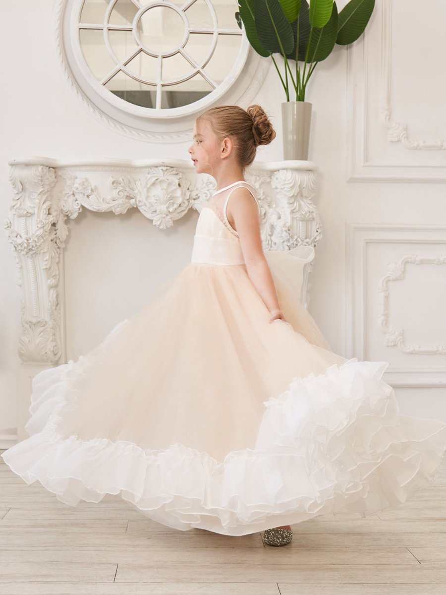 NumberSea - A - line Organza Tulle Floor - length Pink Dress (010226975)