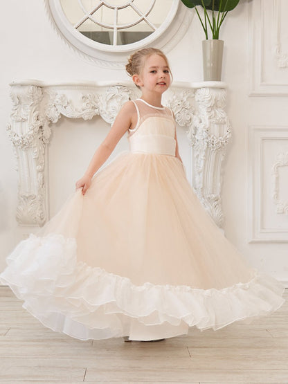 NumberSea - A - line Organza Tulle Floor - length Pink Dress (010226975)