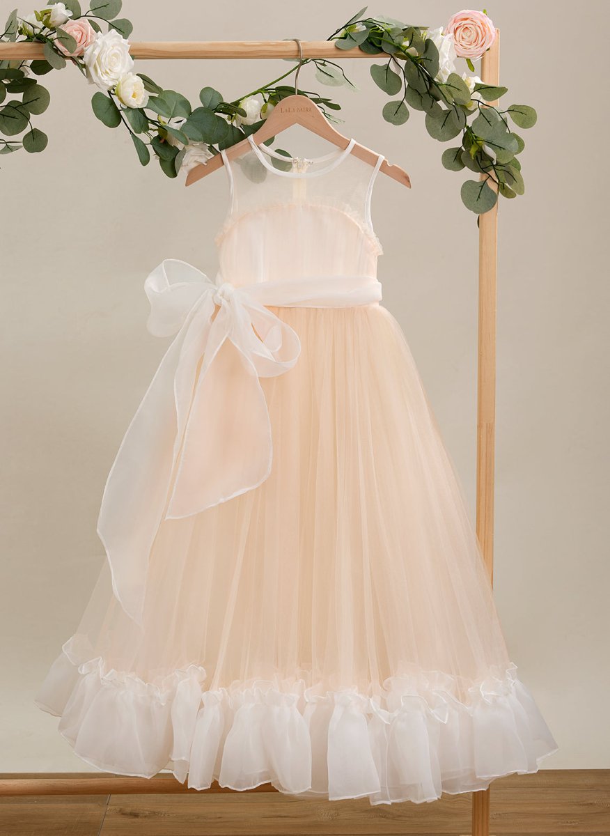 NumberSea - A - line Organza Tulle Floor - length Pink Dress (010226975)