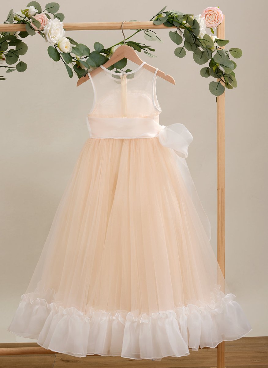 NumberSea - A - line Organza Tulle Floor - length Pink Dress (010226975)