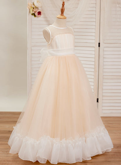 NumberSea - A - line Organza Tulle Floor - length Pink Dress (010226975)