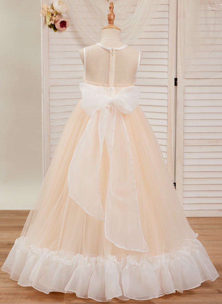 NumberSea - A - line Organza Tulle Floor - length Pink Dress (010226975)