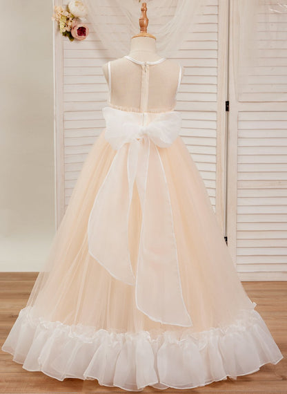 NumberSea - A - line Organza Tulle Floor - length Pink Dress (010226975)