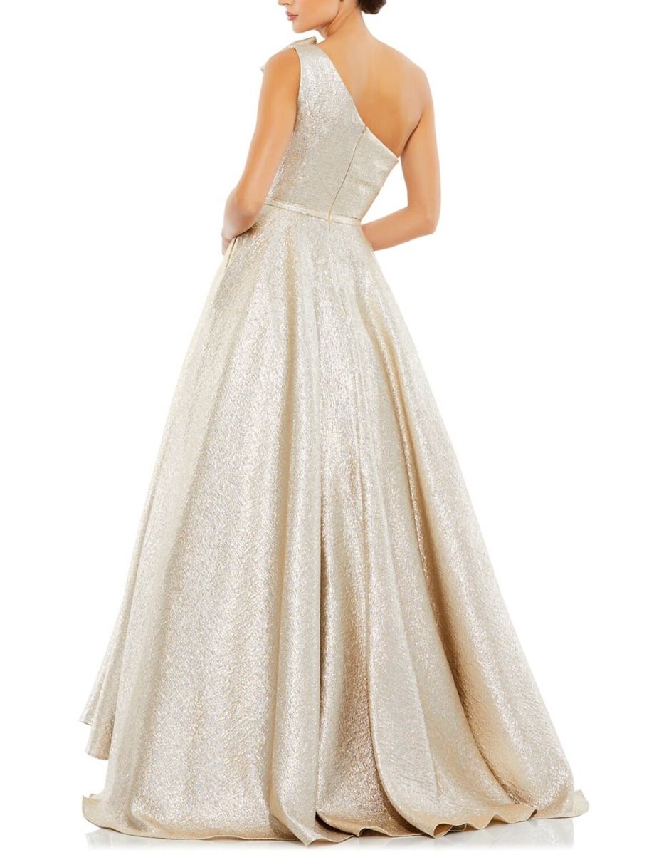 NumberSea - A - Line Prom Dresses Sparkle Dress Wedding Floor Length Sleeveless One Shoulder Pocket Satin with Bow(s)