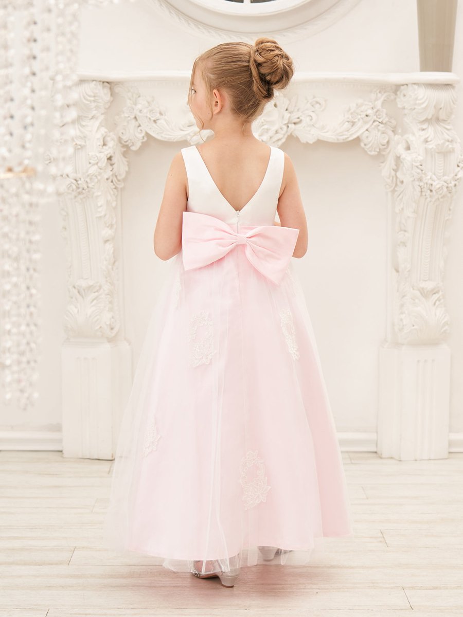 NumberSea - A - line Satin Tulle Ankle - length Pink Dress (2003227111)