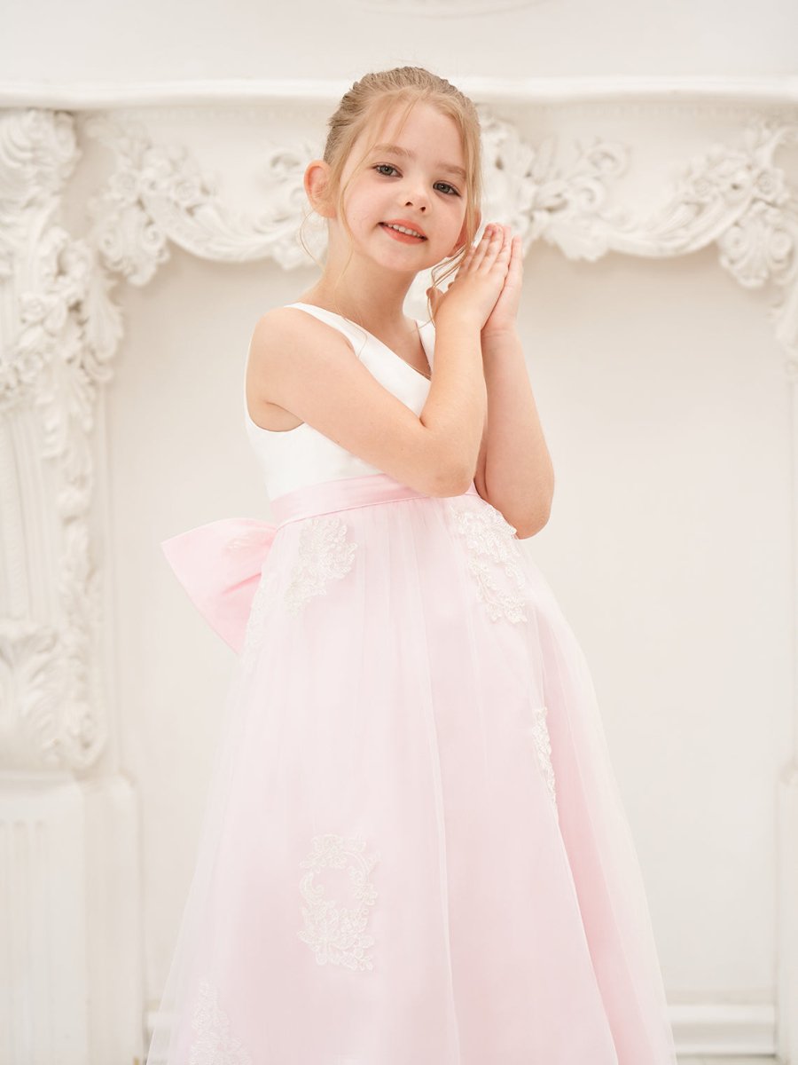 NumberSea - A - line Satin Tulle Ankle - length Pink Dress (2003227111)