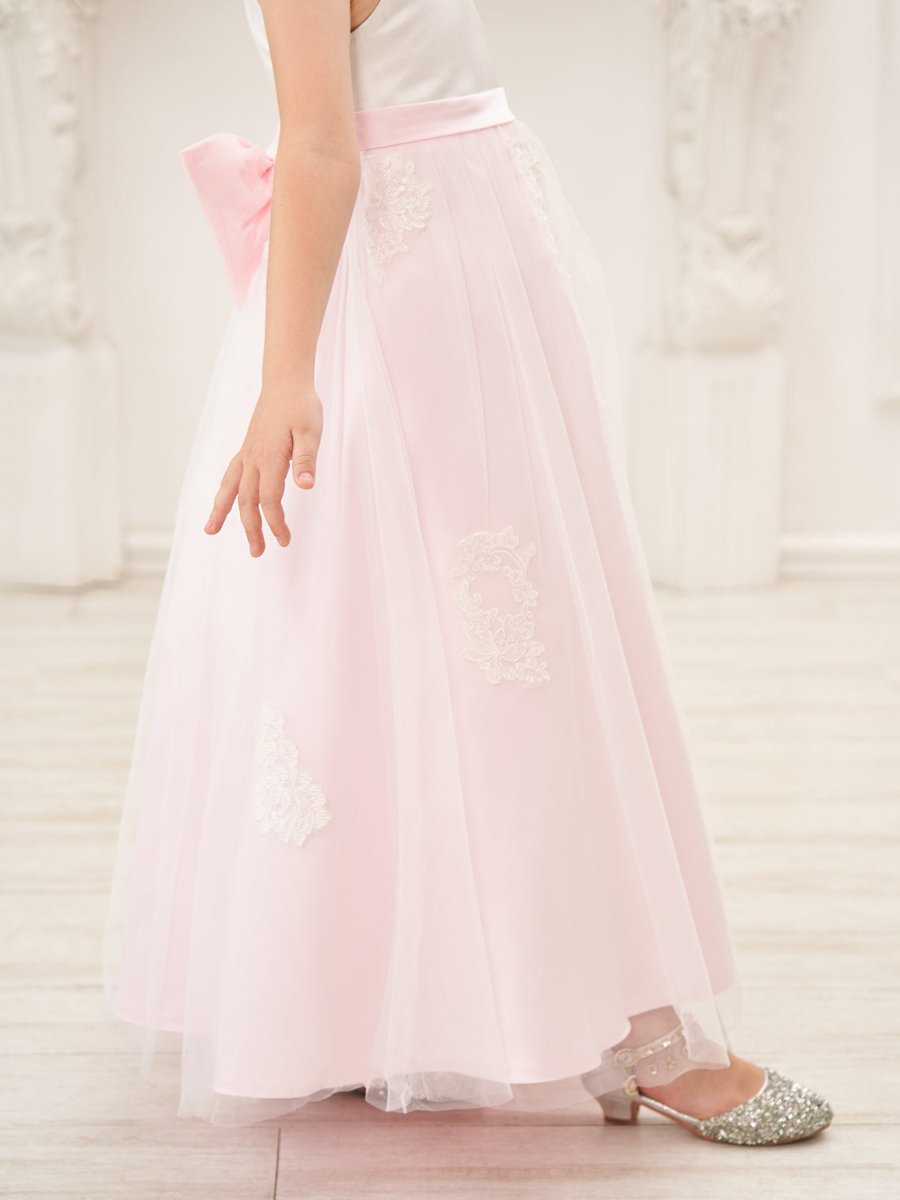 NumberSea - A - line Satin Tulle Ankle - length Pink Dress (2003227111)