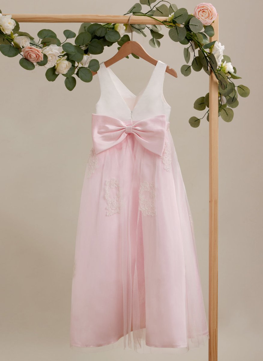 NumberSea - A - line Satin Tulle Ankle - length Pink Dress (2003227111)