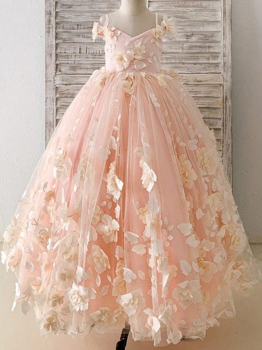 NumberSea - A - line Satin Tulle Floor - length Flower Girl Dress