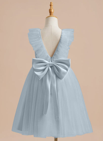 NumberSea - A - line Satin Tulle Knee - length Flower Girl Dress