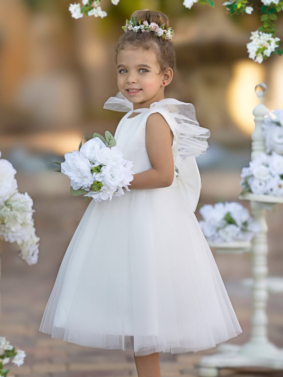 NumberSea - A - line Satin Tulle Knee - length Flower Girl Dress