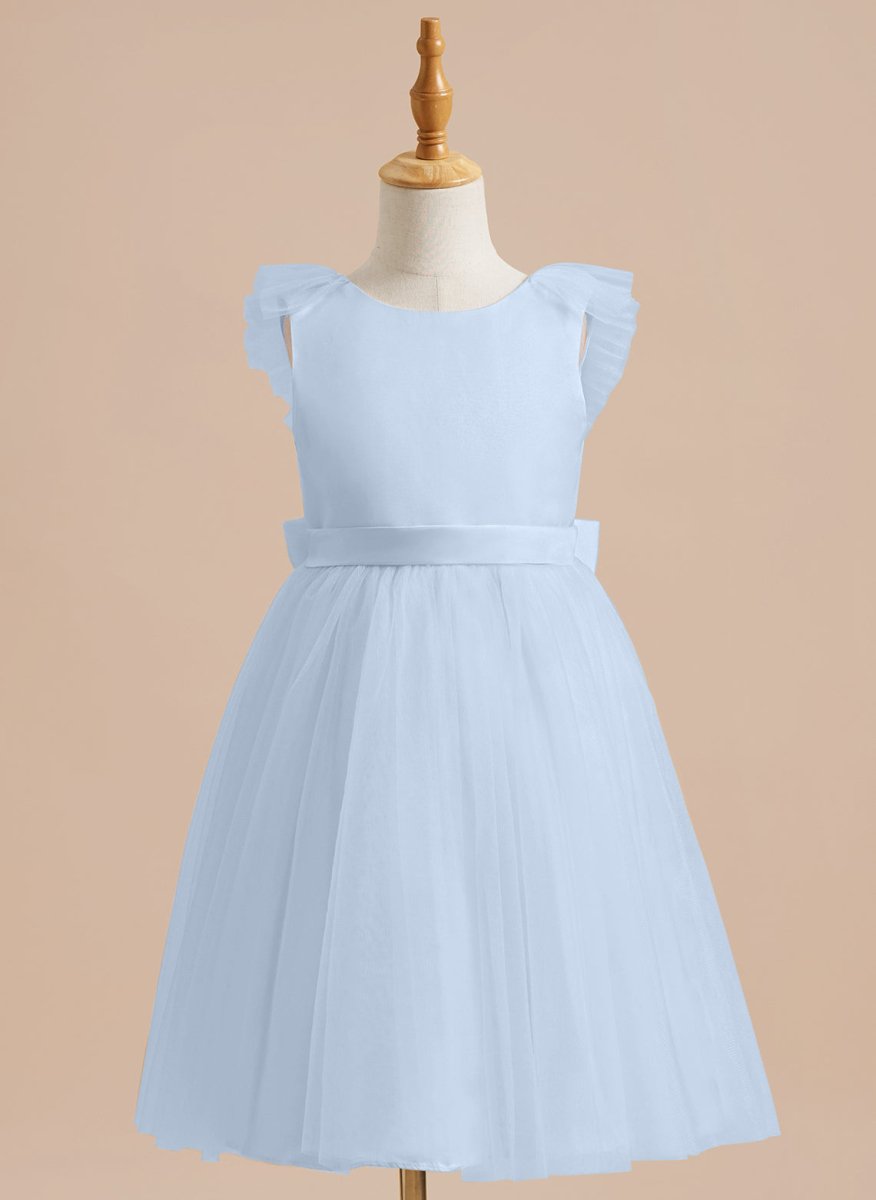 NumberSea - A - line Satin Tulle Knee - length Flower Girl Dress