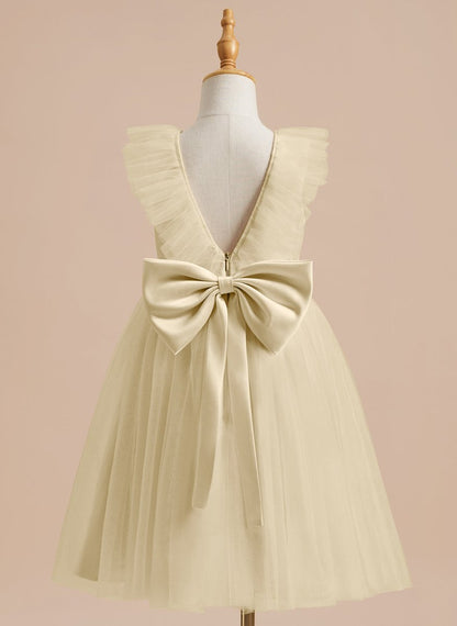 NumberSea - A - line Satin Tulle Knee - length Flower Girl Dress