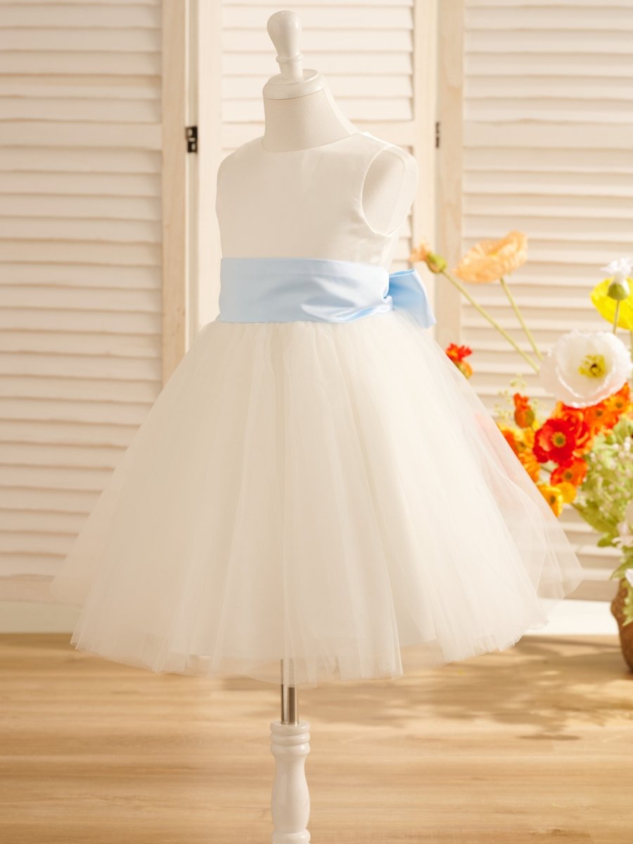 NumberSea - A - Line Satin Tulle Knee - length Flower Girl Dress