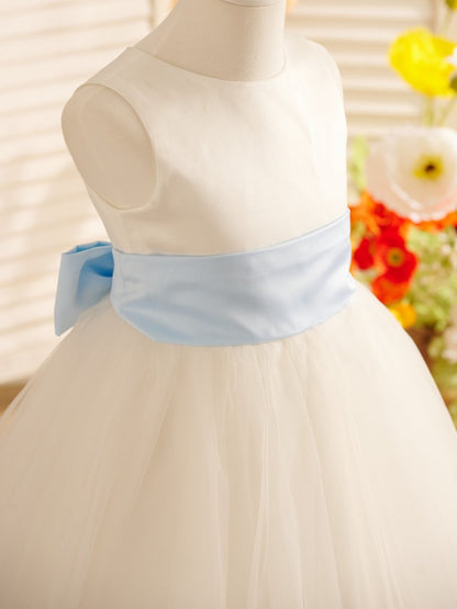 NumberSea - A - Line Satin Tulle Knee - length Flower Girl Dress