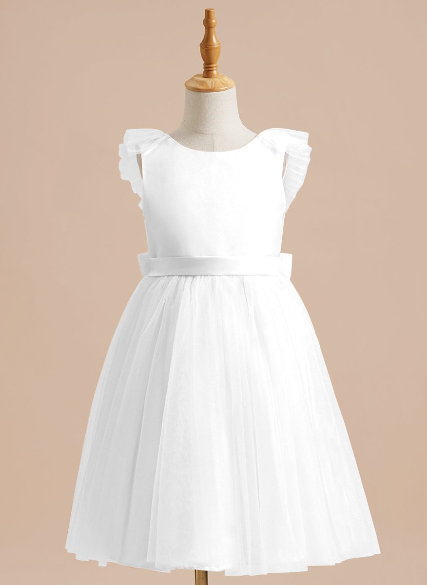 NumberSea - A - line Satin Tulle Knee - length Flower Girl Dress