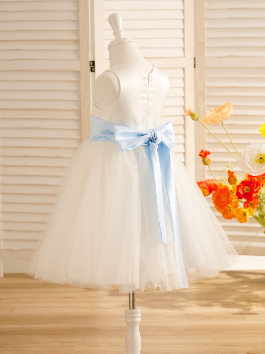 NumberSea - A - Line Satin Tulle Knee - length Flower Girl Dress