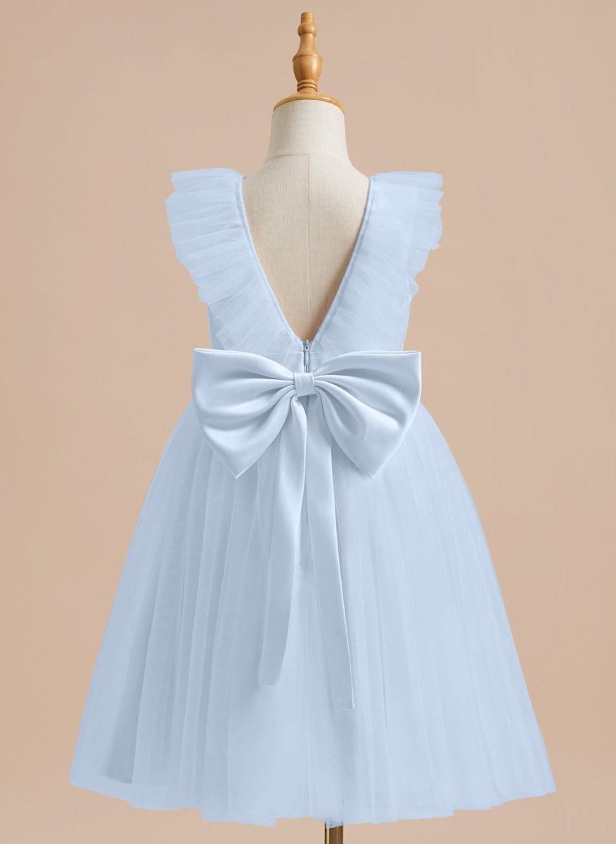 NumberSea - A - line Satin Tulle Knee - length Flower Girl Dress