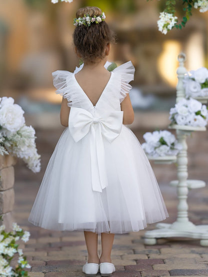 NumberSea - A - line Satin Tulle Knee - length Flower Girl Dress