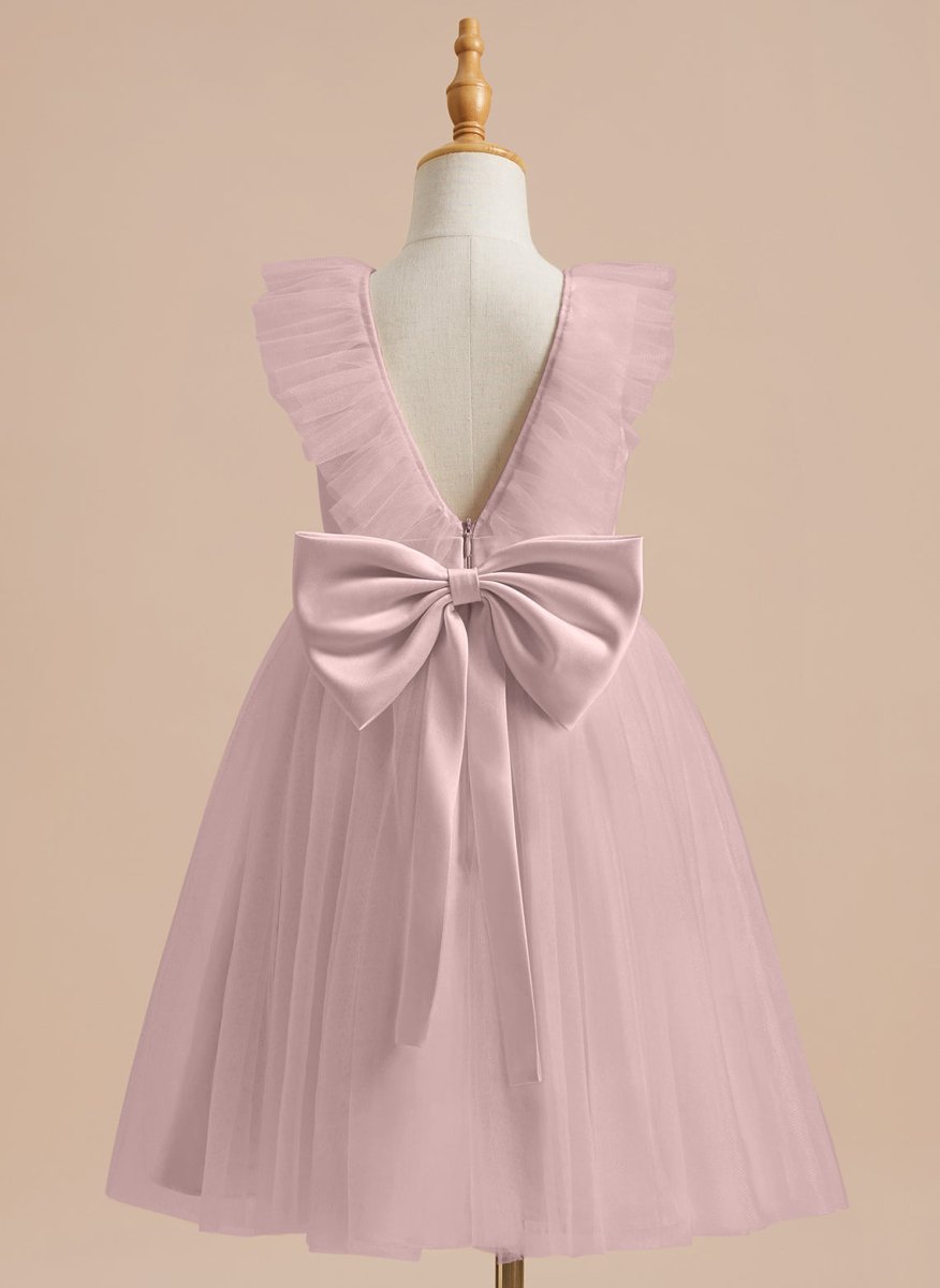 NumberSea - A - line Satin Tulle Knee - length Flower Girl Dress