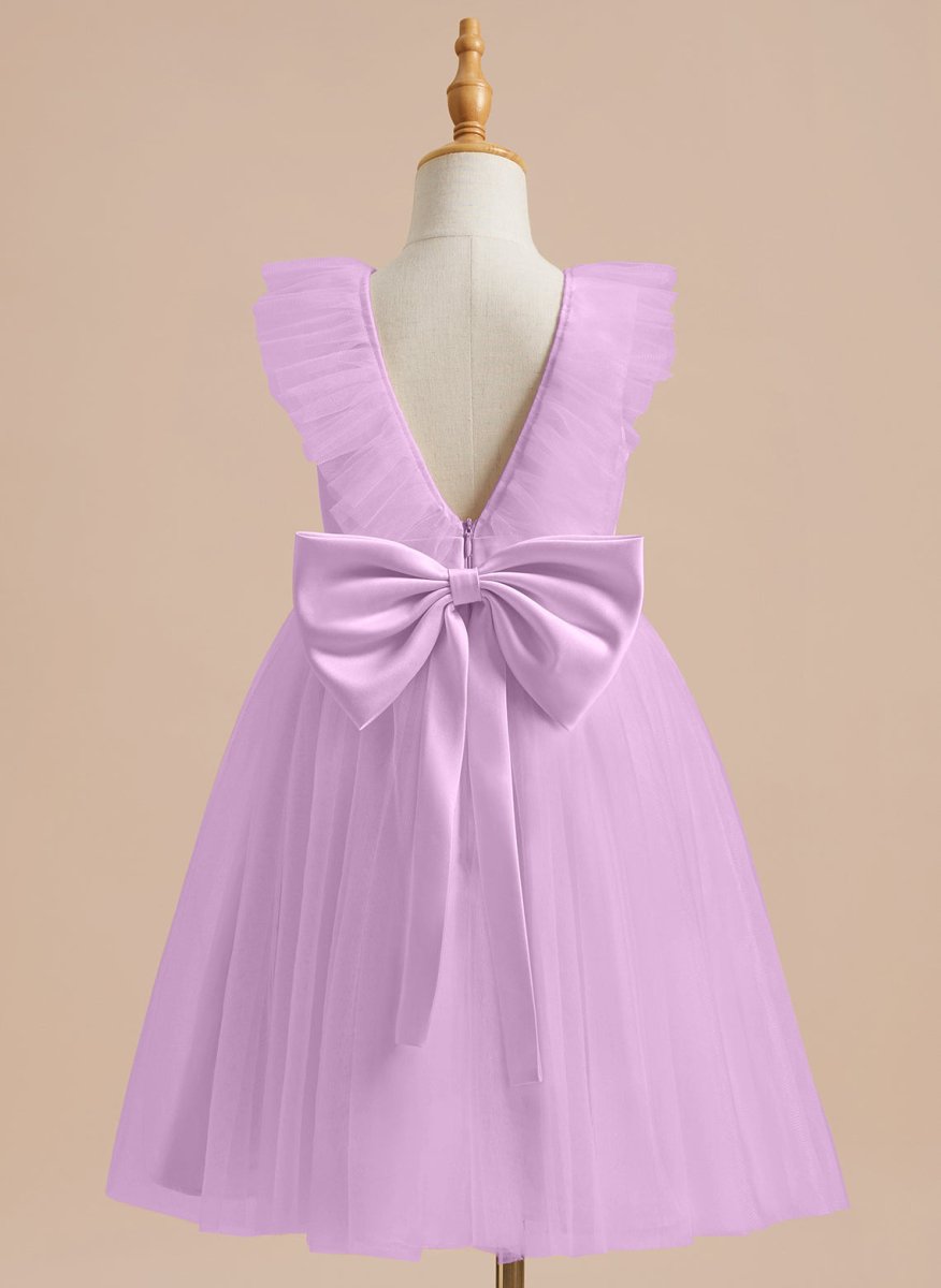 NumberSea - A - line Satin Tulle Knee - length Flower Girl Dress