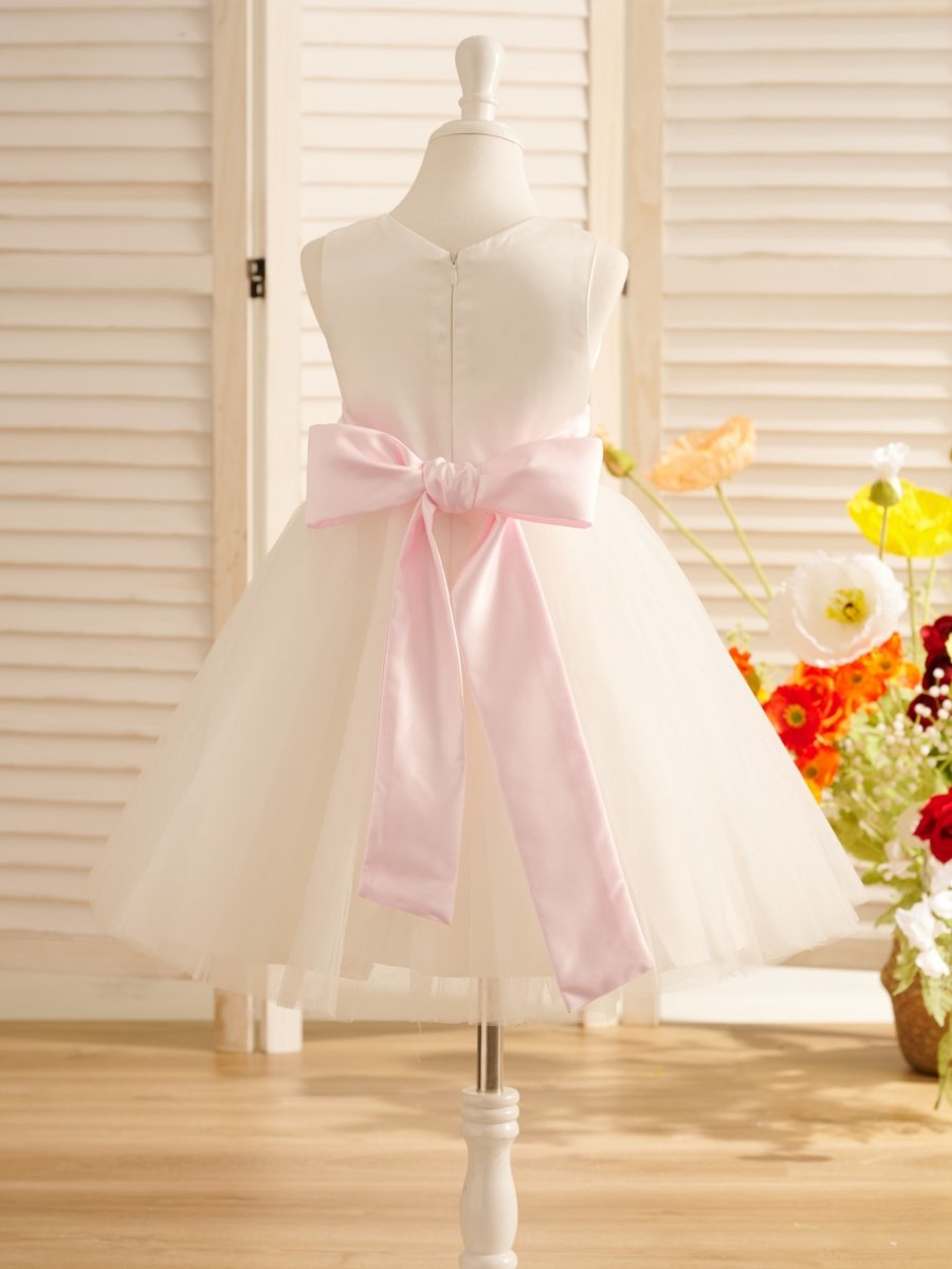 NumberSea - A - Line Satin Tulle Knee - length Flower Girl Dress