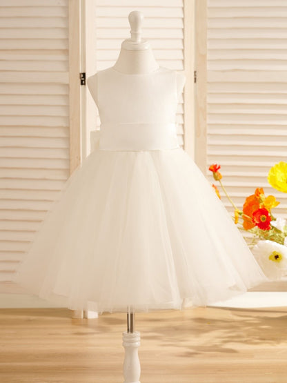 NumberSea - A - Line Satin Tulle Knee - length Flower Girl Dress