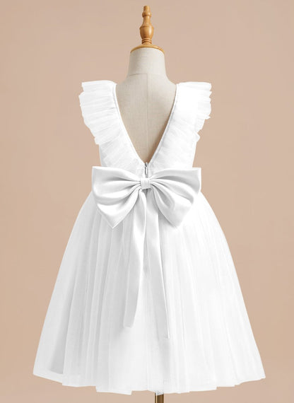 NumberSea - A - line Satin Tulle Knee - length Flower Girl Dress