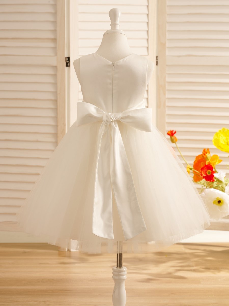 NumberSea - A - Line Satin Tulle Knee - length Flower Girl Dress