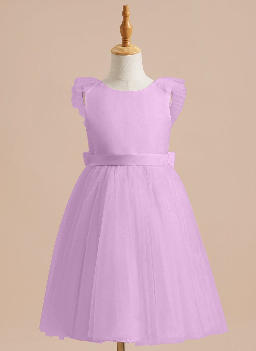 NumberSea - A - line Satin Tulle Knee - length Flower Girl Dress