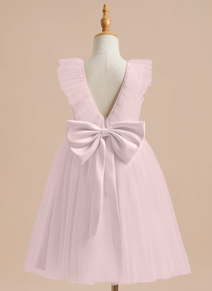 NumberSea - A - line Satin Tulle Knee - length Flower Girl Dress