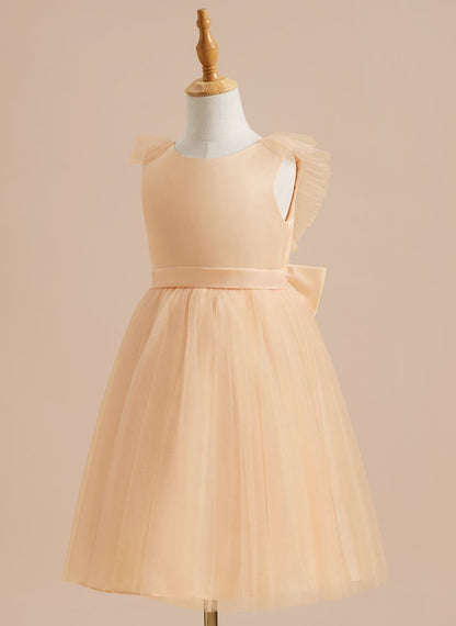 NumberSea - A - line Satin Tulle Knee - length Flower Girl Dress