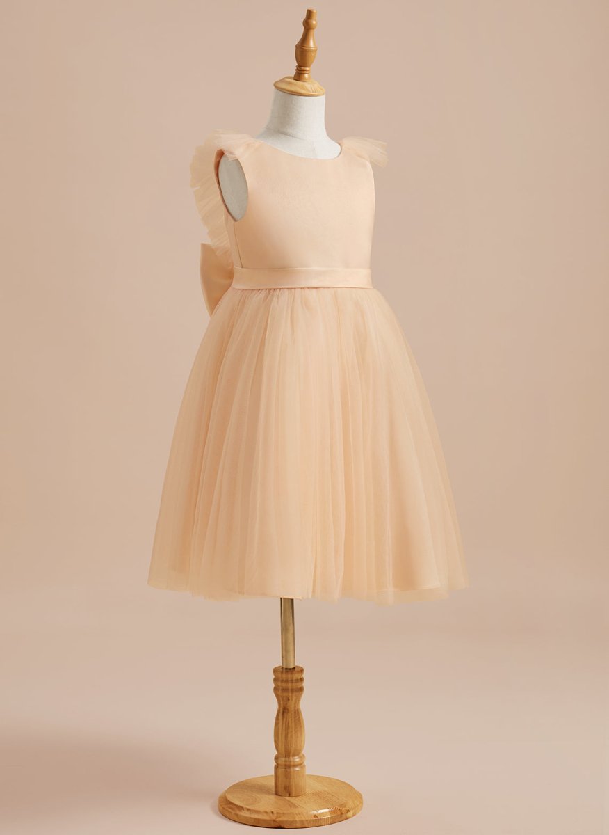 NumberSea - A - line Satin Tulle Knee - length Flower Girl Dress