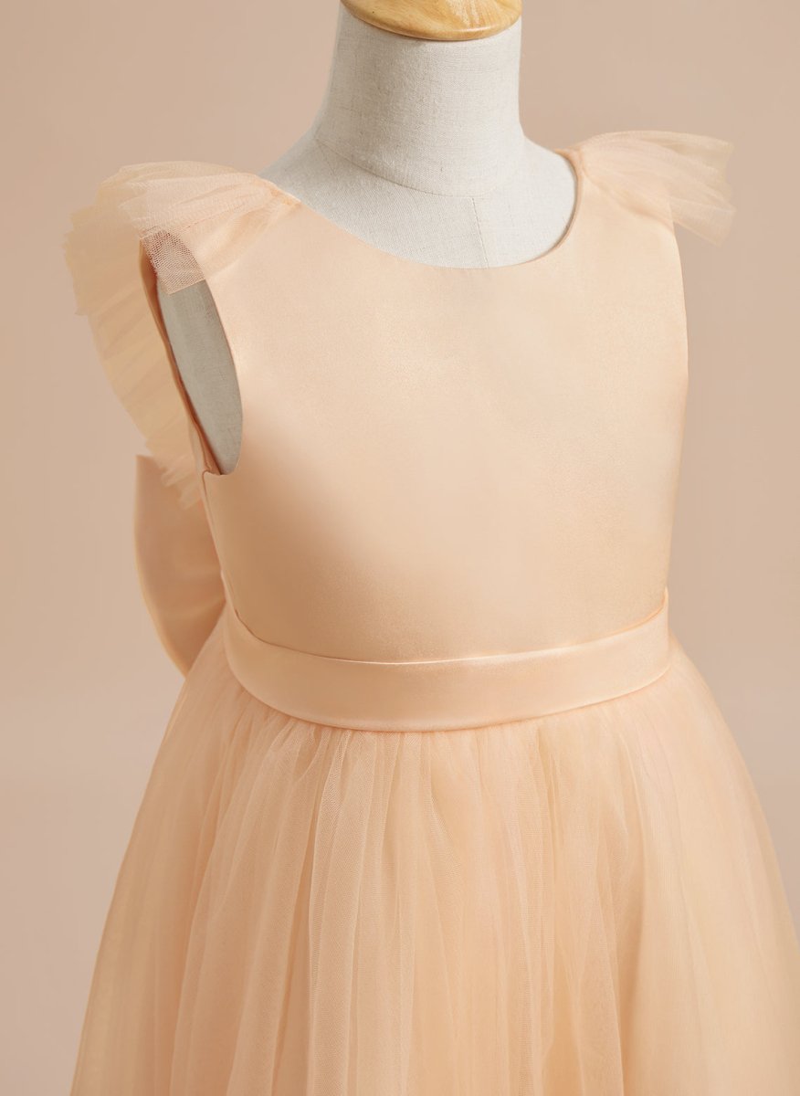 NumberSea - A - line Satin Tulle Knee - length Flower Girl Dress